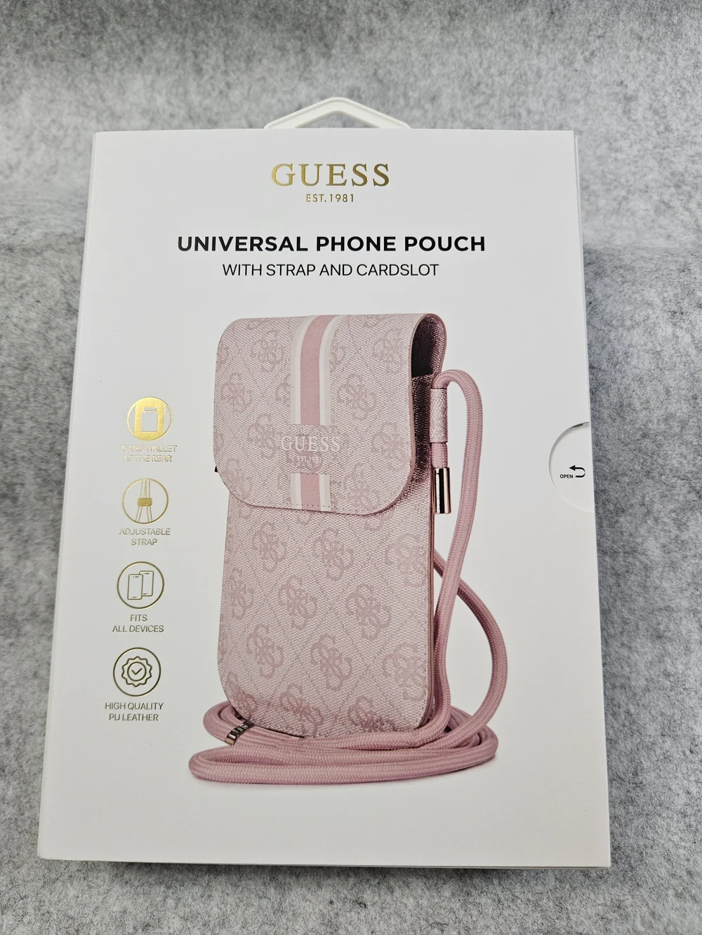 Guess Pink and Cream Monogram Phone Case Crossbody